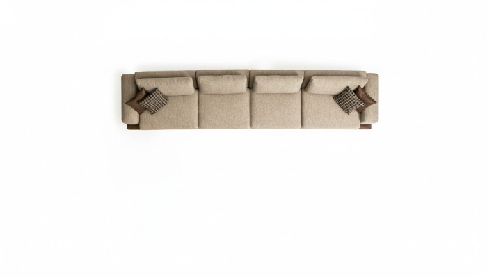 Large beige sofa, upholstered furniture, six-seater designer suite, textile