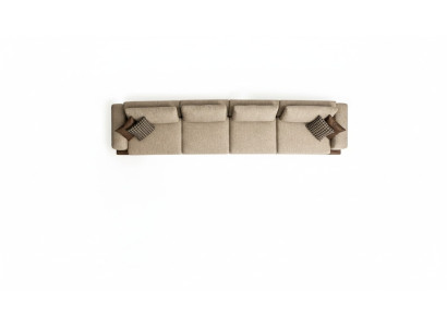 Large beige sofa, upholstered furniture, six-seater designer suite, textile