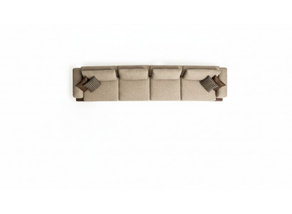Large beige sofa, upholstered furniture, six-seater designer suite, textile