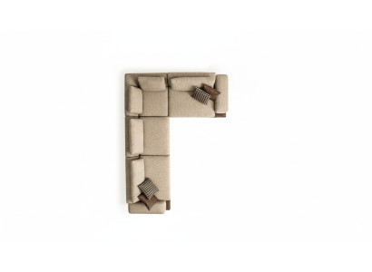 Beige corner sofa upholstered sectional L-shaped sofa modern living room couch