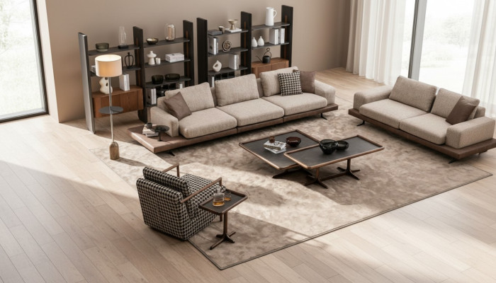 Modern sofa set, living room sofa landscape, five-seater living room sofas