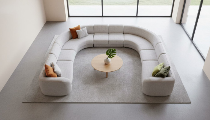 Villa Sofa Corner Sofa L-Shaped Design Upholstered Sofa Style Textile Living Landscape Gray