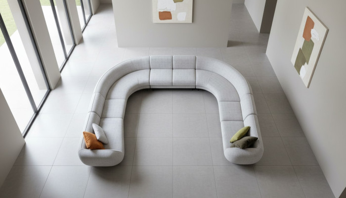 Sofa U-Shape Luxury Living Room Design Modern Textile Living Area Couch