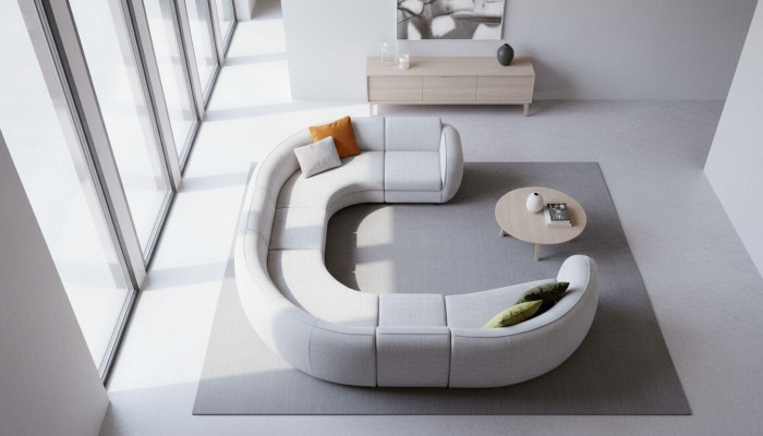 Large Gray U-Shaped Couch Living Room Set Luxury Sofas Modern Style