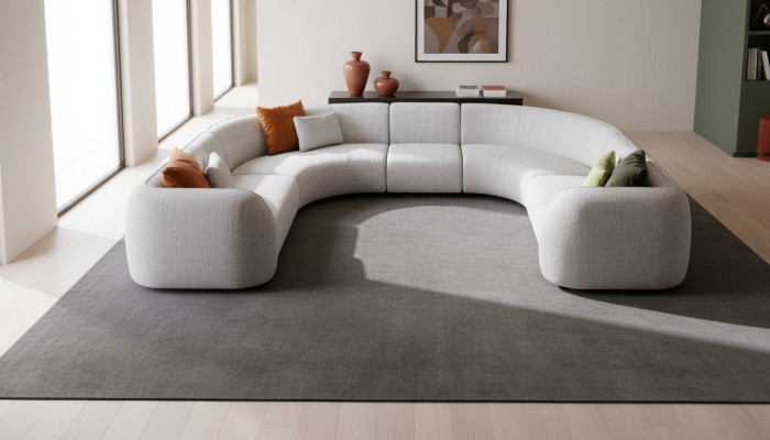 Semi-circular Living Room U-shape Sofa Designer Furniture Textile Sectional Sofas Stylish