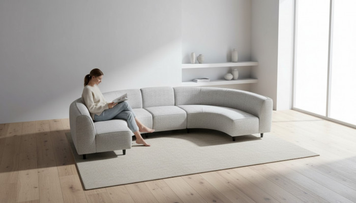 Semi-circular gray corner sofa set textile sofas U-shaped couch modern new