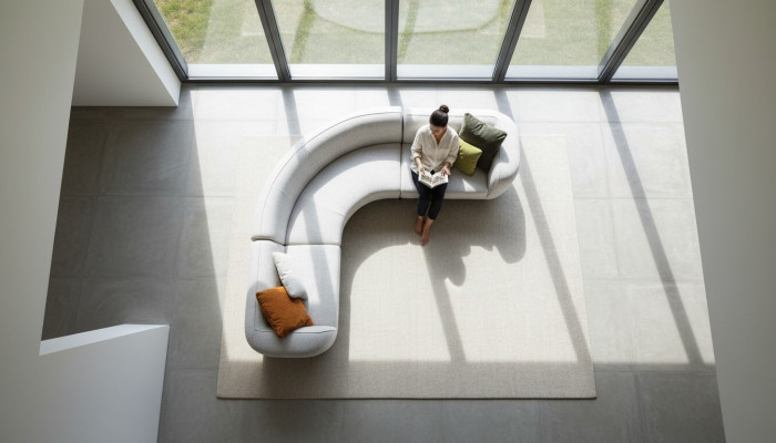Textile sofa modern L-shaped couch living room designer sofas