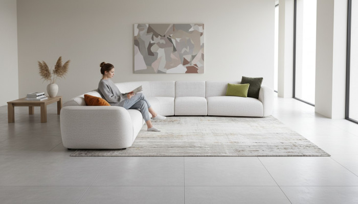 Modern designer L-shaped sectional sofa living room furniture