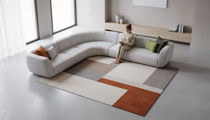 Living room corner sofa luxury L-shaped sofa modern seating area lounge seating group