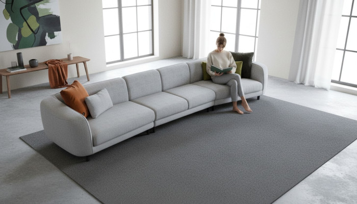 Gray six-seater living room couch upholstered sofa luxury designer furniture