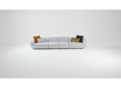 Gray living landscape six-seater upholstered fabric sofa corner lounge modern