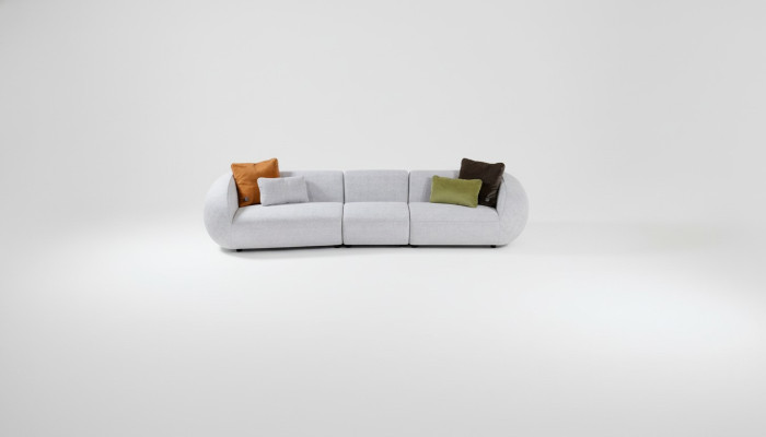 Gray sofa luxury five-seater living room couches designer upholstered furniture