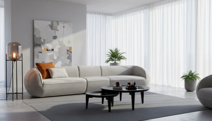 Large five-seater living room furniture textile couches luxury modern furniture