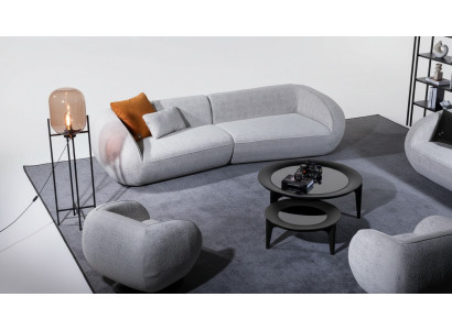 Gray luxury sofa set, four-seater armchair, luxury couches, textile furniture.