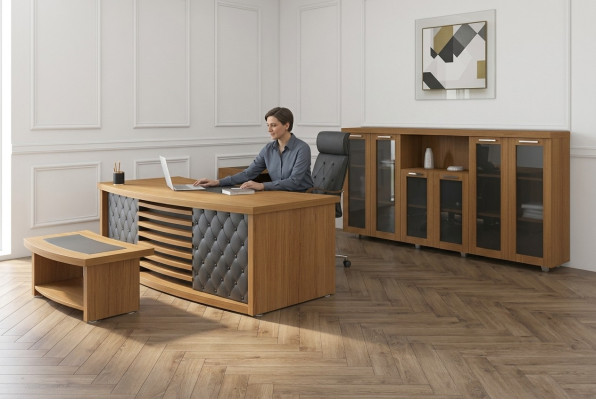 Design office set luxury wood furniture desk cabinet set 4-piece