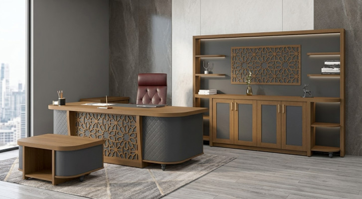 Designer Office Suite Study Room Furniture Luxury Set Desk 4-piece