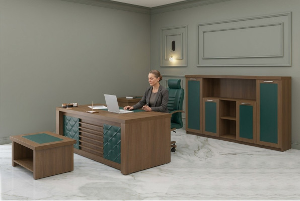 Brown Office Set Luxury Office Furniture Desk Designer Furniture 4-piece