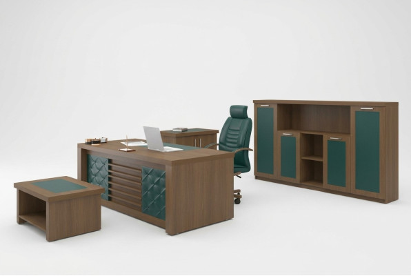 Brown Office Set Luxury Office Furniture Desk Designer Furniture 4-piece
