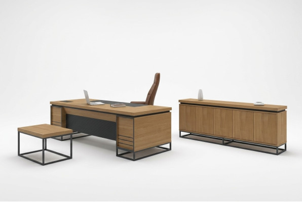 Brown Office Furniture Set Study Desk 3-piece Set