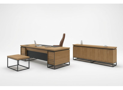 Brown Office Furniture Set Study Desk 3-piece Set