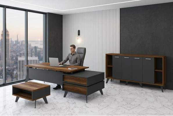 Office furniture complete set 3-piece study furniture desk cabinet