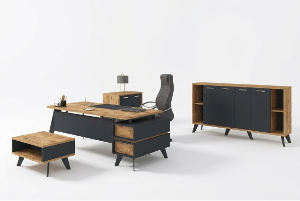 Office furniture set study desks cabinets table 4-piece