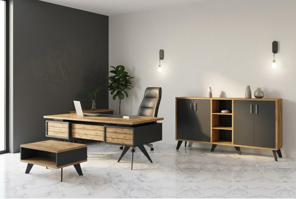 Large office room set: office furniture, desk, dresser, table