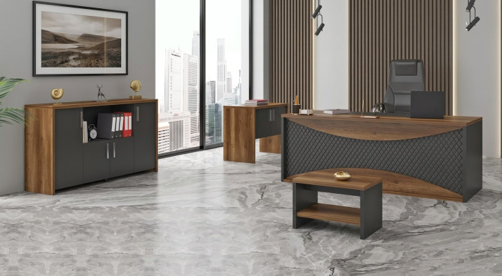 Office room wooden furniture set desk filing cabinet coffee table