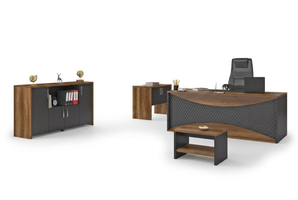 Office room wooden furniture set desk filing cabinet coffee table