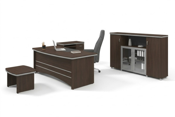 Modern office set desk cabinet side tables complete 4-piece