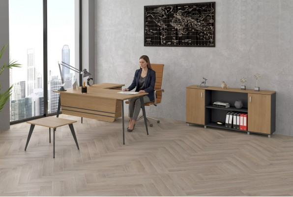 Office Set Suite Corner Desk Cabinet Study Room Complete 3-piece.