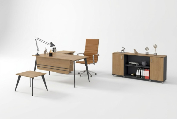 Office Set Suite Corner Desk Cabinet Study Room Complete 3-piece.