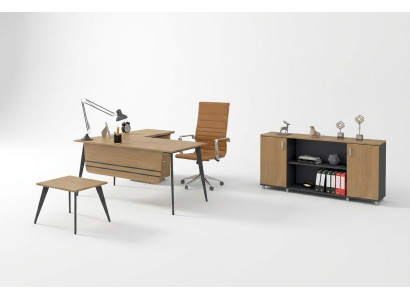 Office Set Suite Corner Desk Cabinet Study Room Complete 3-piece.