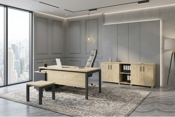 Luxury Office Set Modern Wood Furniture Corner Desk Cabinet Coffee Table