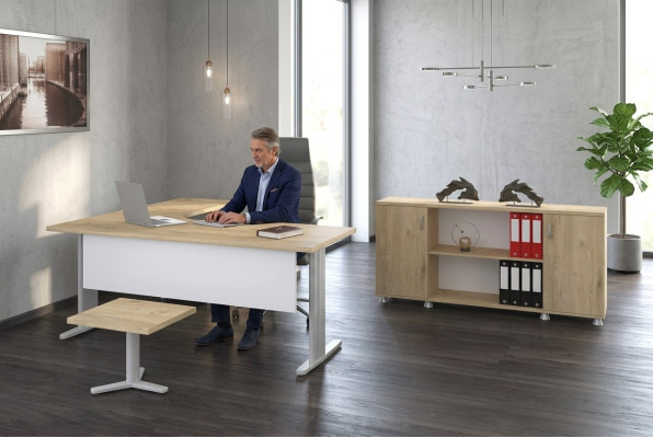 Corner desk office study modern complete set furniture 3-piece