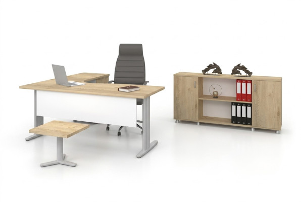 Corner desk office study modern complete set furniture 3-piece