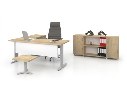 Corner desk office study modern complete set furniture 3-piece