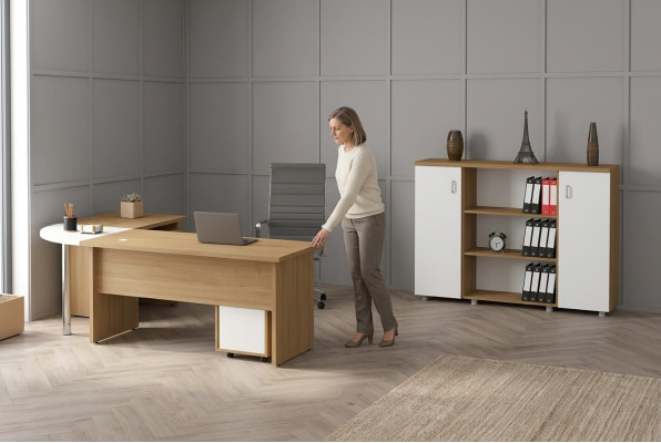 Bright office furniture set study desk filing cabinet table
