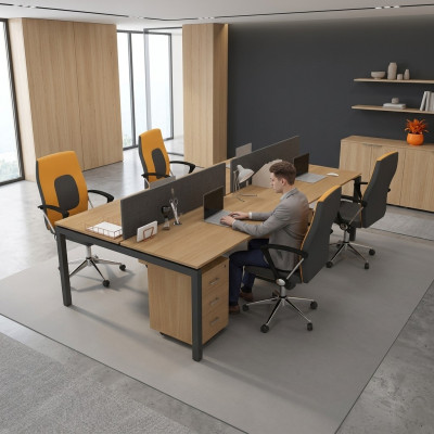 Large desk office furniture team table for 4 people office furniture