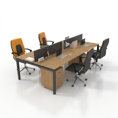 Large desk office furniture team table for 4 people office furniture