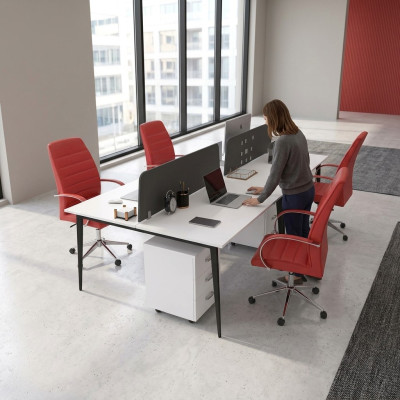 Large White Work Table Desk Set Office Furniture Modern
