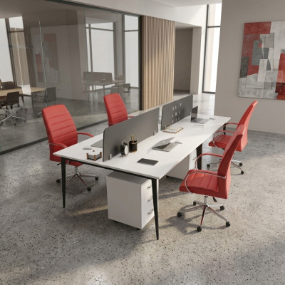 Large White Work Table Desk Set Office Furniture Modern