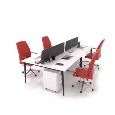 Large White Work Table Desk Set Office Furniture Modern