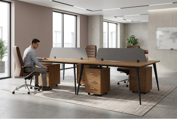 Large Brown Desk Workstation Furniture Office Equipment