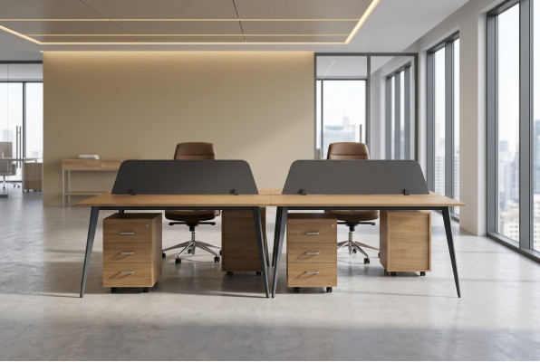 Large Brown Desk Workstation Furniture Office Equipment