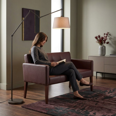 Pink two-seater couch, study sofa, office furniture set, sofa seating furniture