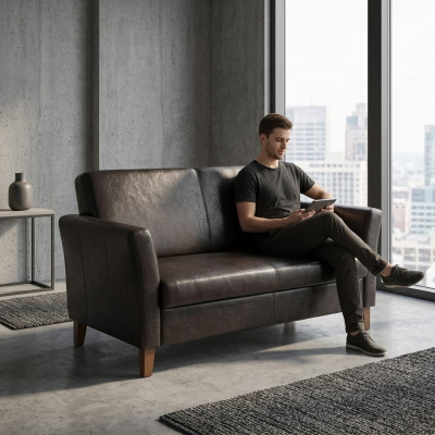 Black office two-seater furniture couch office seat sofa
