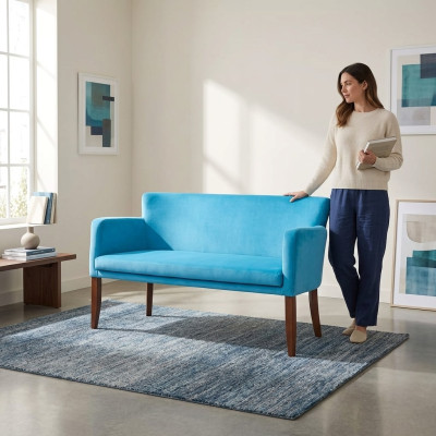 Blue textile two-seater study couch modern office furniture office