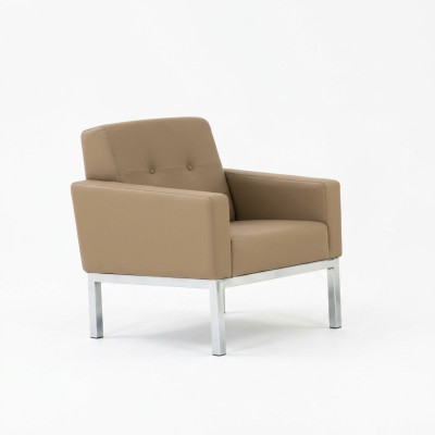 Armchair office furniture study beige seat wooden furniture upholstered chair