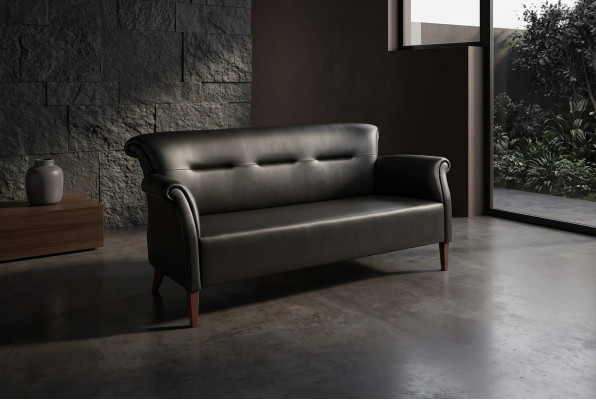 Modern black three-seater study sofa office furniture set